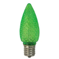 Club Pack Of 25 Faceted Transparent Green LED C9 Christmas Replacement Bulbs
