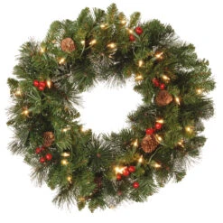 Pre-Lit Decorated Crestwood Spruce Artificial Christmas Wreath - 20-Inch, Clear Lights