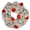 24” Pre-Lit Snowy Bristle Pine Wreath With Battery Operated Warm White LED Lights With Timer -Beauty Wreaths Shop snp7 308 24w b1 48837.1667646162