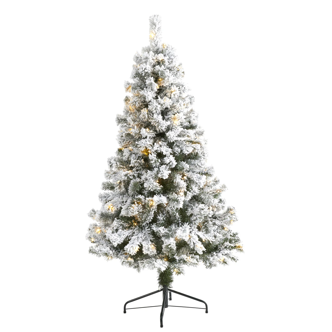 5' Pre-Lit Flocked Fir Artificial Christmas Tree, Warm Clear LED Lights 3 5' Pre-Lit Flocked Fir Artificial Christmas Tree, Warm Clear LED Lights