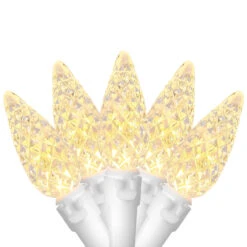 70ct Warm White Faceted LED C6 Christmas Lights, 23ft White Wire