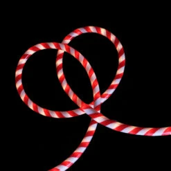 18' Red And White Striped Candy Cane Outdoor Christmas Rope Lights