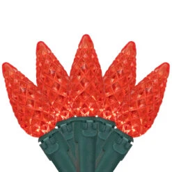 70-Count Red LED Faceted C6 Christmas Light Set, 23ft Green Wire