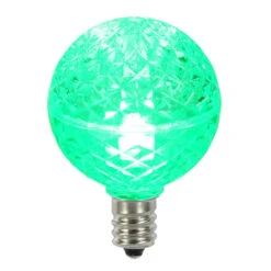Club Pack Of 25 LED G40 Green Faceted Replacement Christmas Light Bulbs