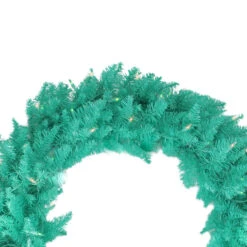 Pre-Lit Teal Green Ashley Spruce Artificial Christmas Wreath, 36-Inch, Clear And Green Lights -Beauty Wreaths Shop vickerman20k88093720b 64576.1683283377