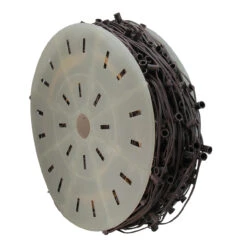 1000' Commercial C9 Socket Sets Spool - 12" Spacing Brown Wire