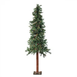 6' Pre-Lit Traditional Woodland Alpine Artificial Christmas Tree - Multi-Color Lights