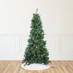 9' Pre-Lit Green Slim Pine Artificial Christmas Tree - Multicolor Lights