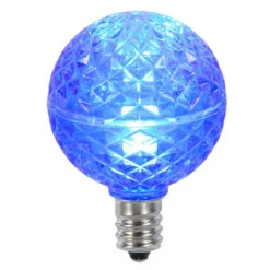 Club Pack Of 25 LED G40 Blue Faceted Replacement Christmas Light Bulbs