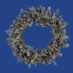 Pre-Lit Frosted Wistler Fir Artificial Christmas Wreath - 36-Inch, Clear Dura Lights