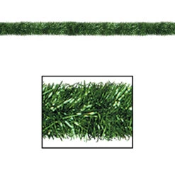 100' Festive Shiny Green Gleam 'N Tinsel Holiday Garland - Unlit