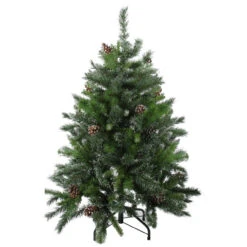 4' Snowy Delta Pine With Pine Cones Full Artificial Christmas Tree - Unlit